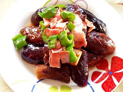 レンジで簡単!なすとベーコンの醤油煮びたし♪